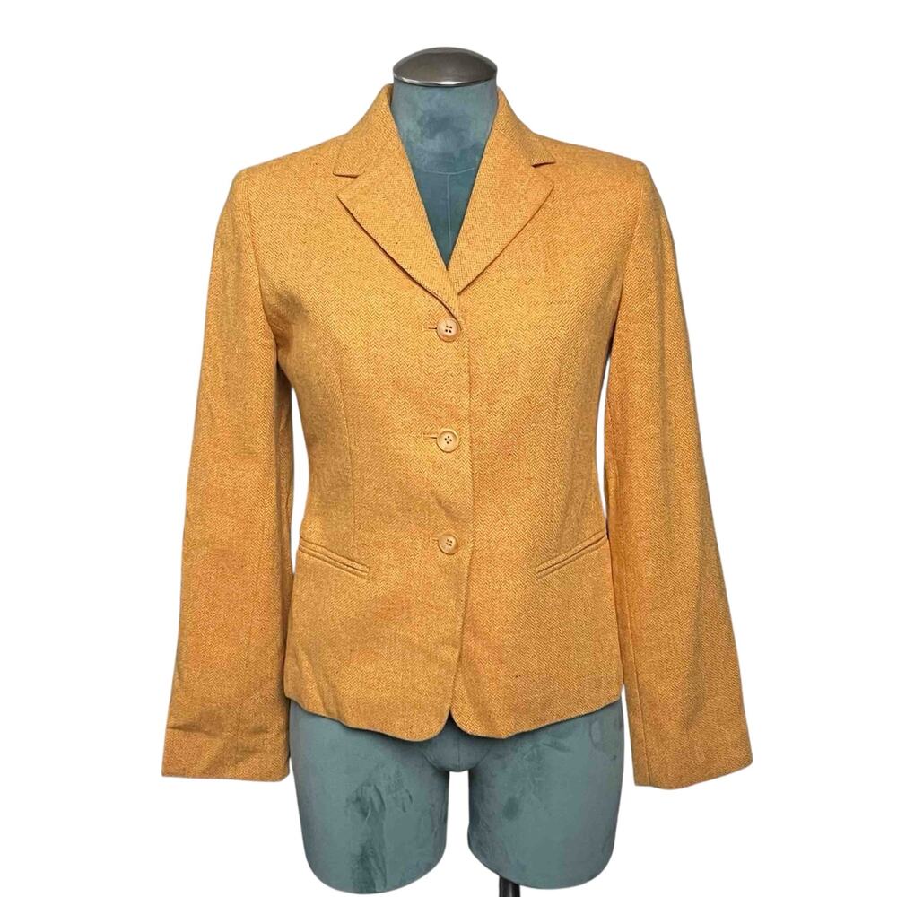 Charles Gray London Wool Blend Blazer Size 6 Mustard Yellow Structured Jacket